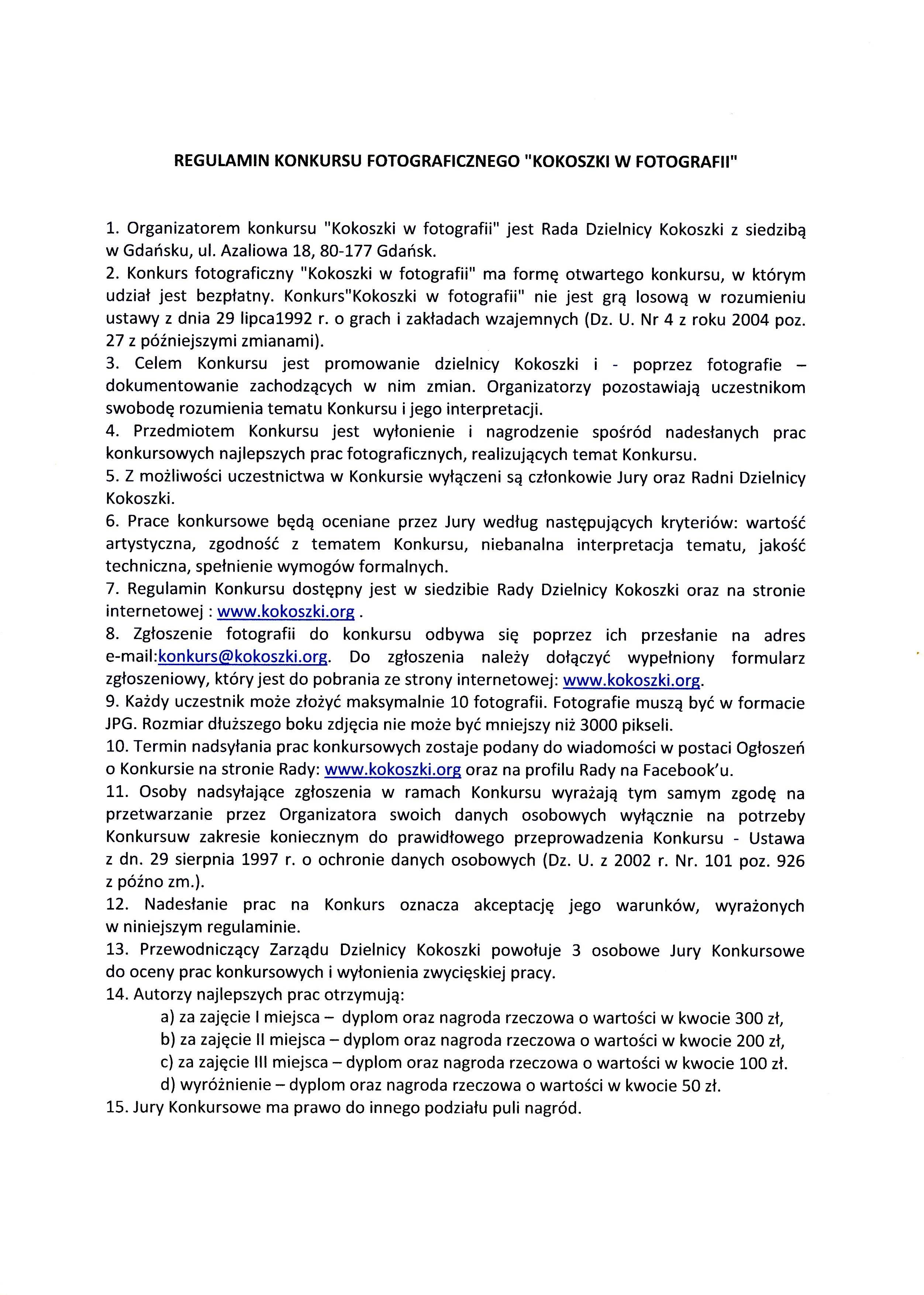 Regulamin konkursu Kokoszki w fotografii 1